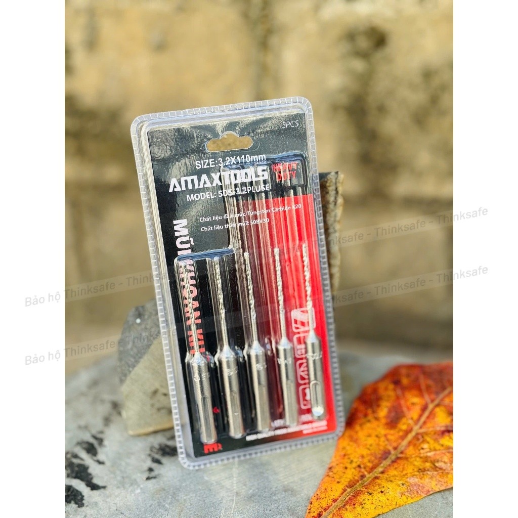 Bộ 5 Mũi Khoan Bê Tông Không Tắc Kê 3.2mm Amaxtools SDS-3.2PLUSE Chuôi Gài SDS Plus - Hàng Chính Hãng