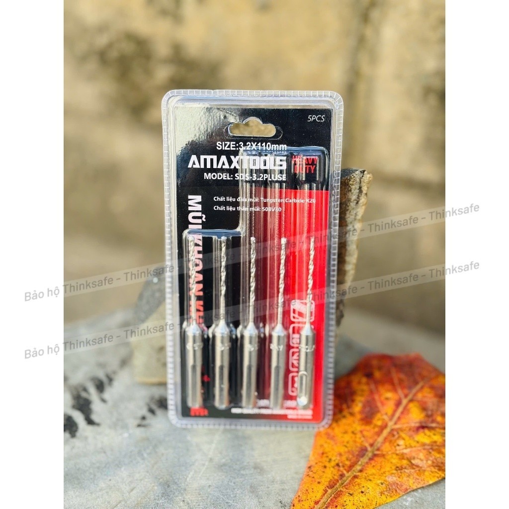 Bộ 5 Mũi Khoan Bê Tông Không Tắc Kê 3.2mm Amaxtools SDS-3.2PLUSE Chuôi Gài SDS Plus - Hàng Chính Hãng