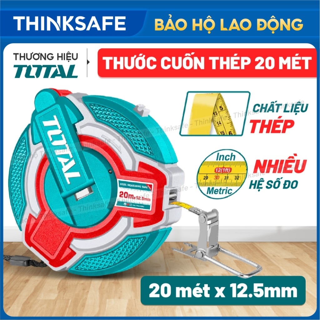 Thước kéo thép nền vàng 20mx12.5mm TOTAL TMT08206