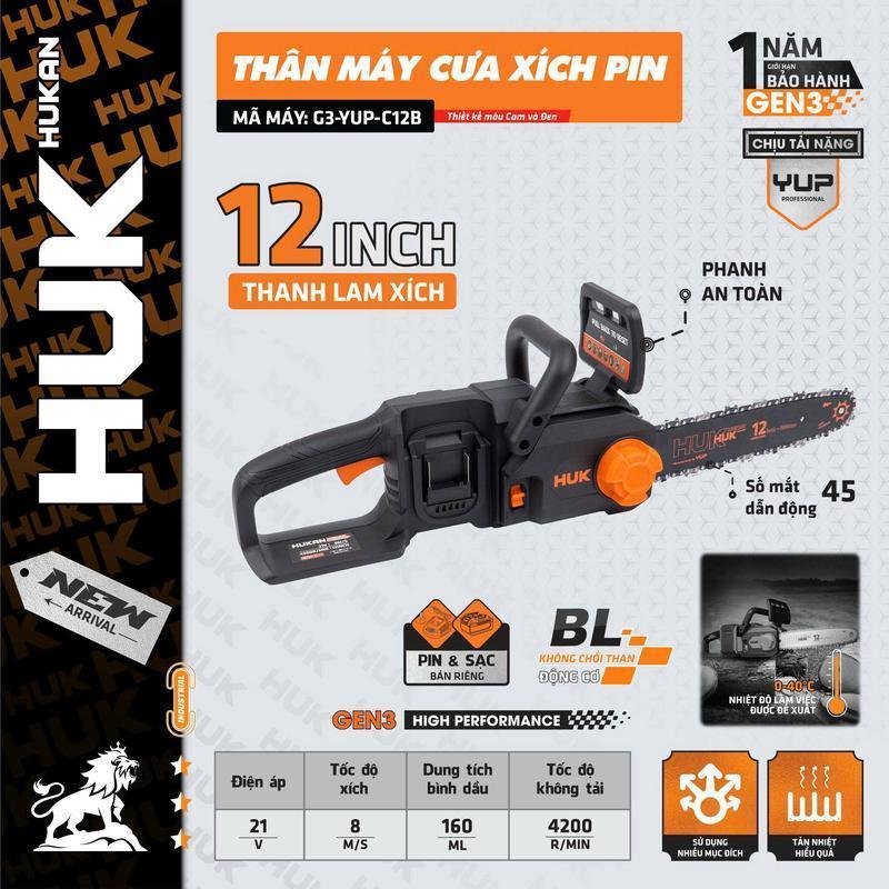 Máy Cưa Xích Pin 21V HUKAN GEN3 G3-YUP-C12B