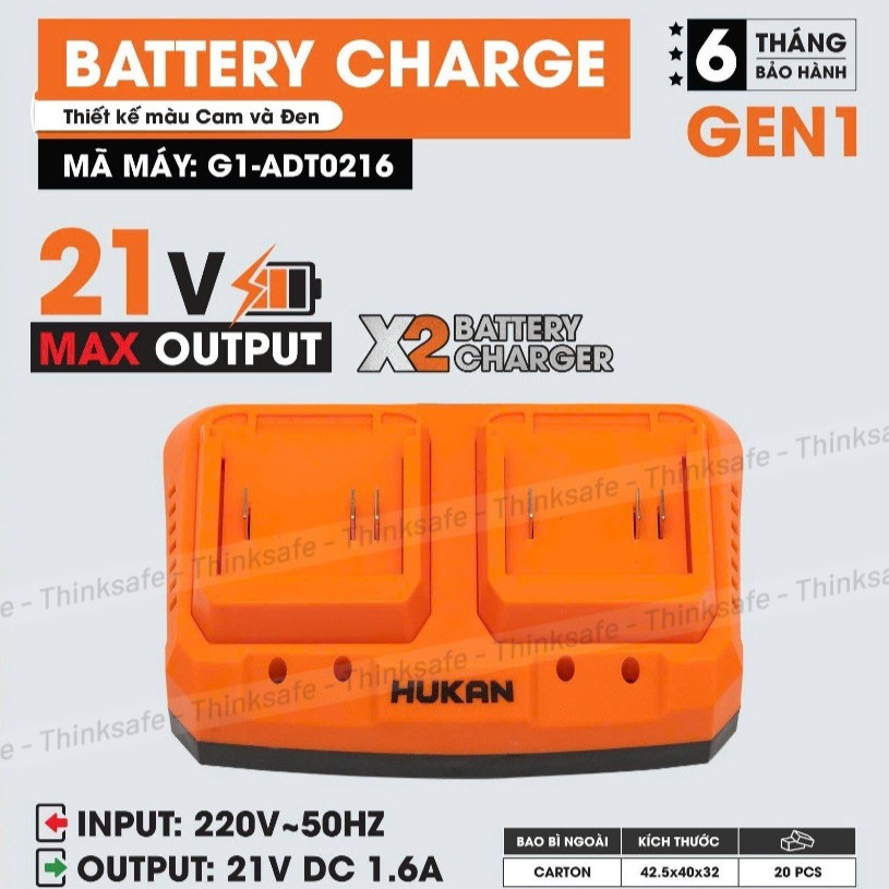 Sạc Đôi HUKAN G1-ADT0216, Công Suất 1.6A, Chân Phổ Thông, Bảo Vệ Quá Dòng, Quá Nhiệt, Đế Sạc Bàn Đôi