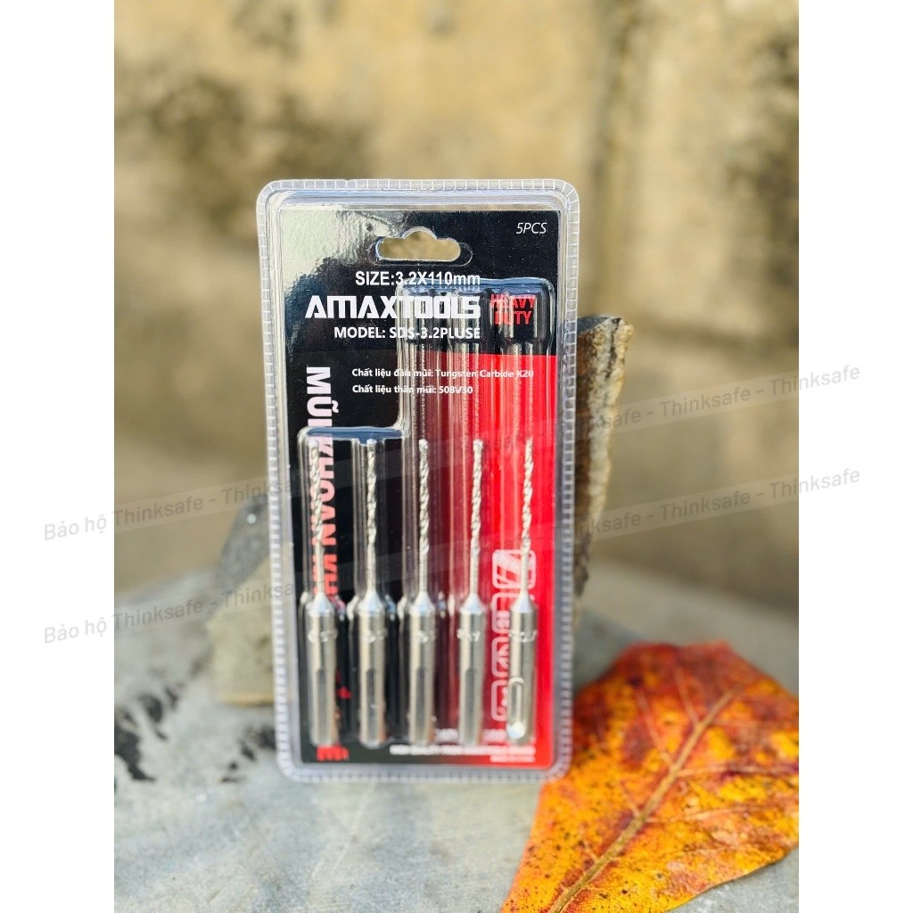 Bộ 5 Mũi Khoan Bê Tông Không Tắc Kê 3.2mm Amaxtools SDS-3.2PLUSE Chuôi Gài SDS Plus - Hàng Chính Hãng