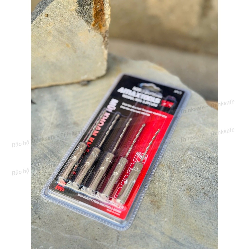 Bộ 5 Mũi Khoan Bê Tông Không Tắc Kê 3.2mm Amaxtools SDS-3.2PLUSE Chuôi Gài SDS Plus - Hàng Chính Hãng