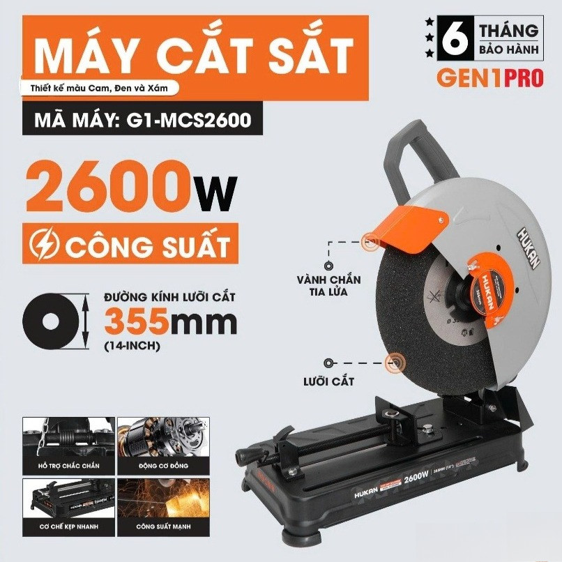Máy cắt sắt bàn HUKAN G1-MCS2600 (GEN1 PRO)