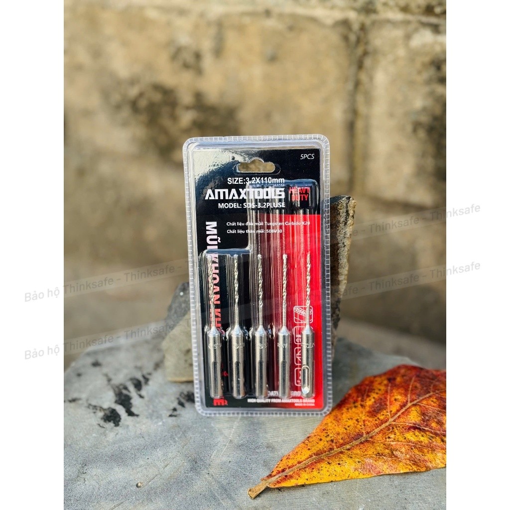 Bộ 5 Mũi Khoan Bê Tông Không Tắc Kê 3.2mm Amaxtools SDS-3.2PLUSE Chuôi Gài SDS Plus - Hàng Chính Hãng