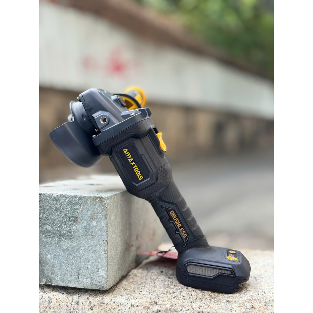 Máy Mài Góc Pin AMAXTOOLS AM100-SM Công Suất 1100W, Đá 100mm, Không Chổi Than, Chống Khởi Động Lại, Có Thắng Từ