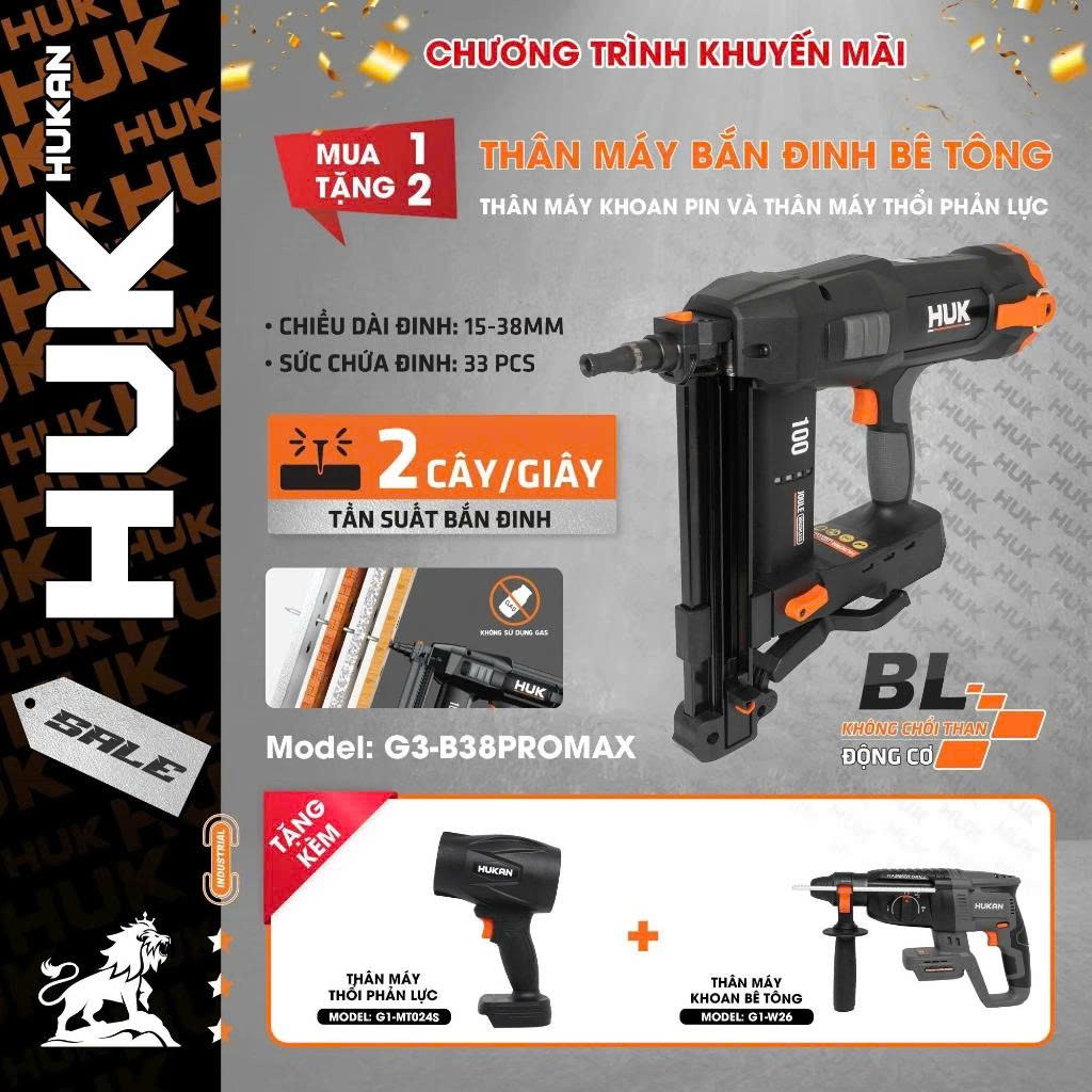 Thân Máy Bắn Đinh Pin 21V HUKAN G3-B38PROMAX
