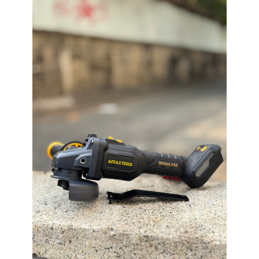 Máy Mài Góc Pin AMAXTOOLS AM100-SM Công Suất 1100W, Đá 100mm, Không Chổi Than, Chống Khởi Động Lại, Có Thắng Từ