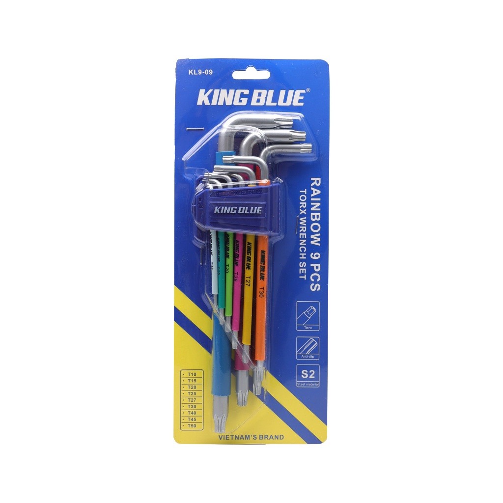 Bộ lục giác KingBlue KL9-09 đầu hoa thị có lỗ Thép S2 cao cấp có độ bền cao size 1-5mm