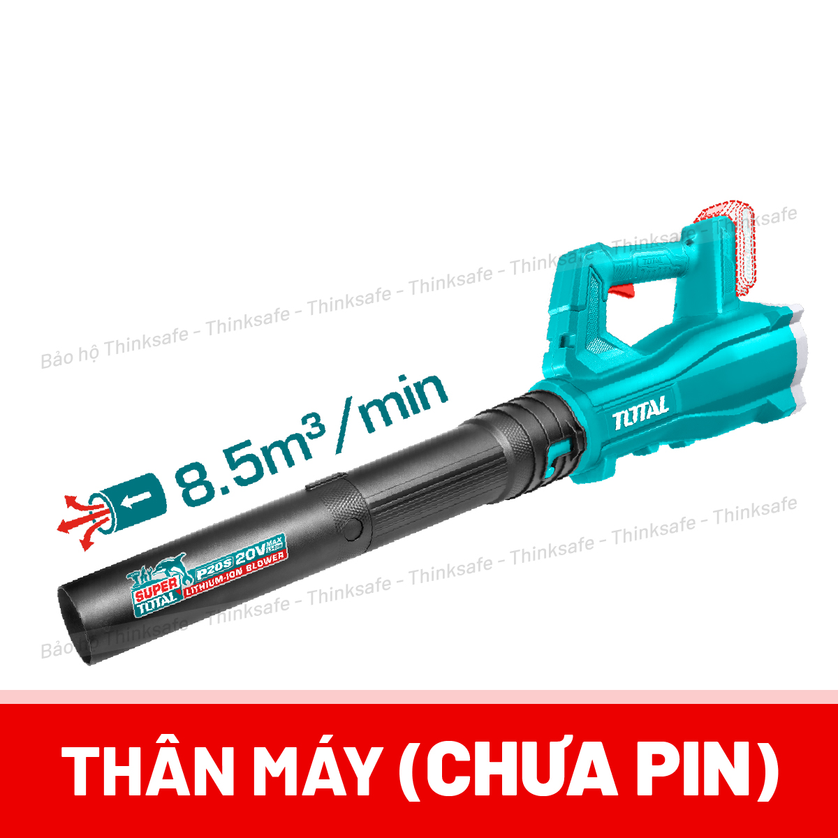 Máy thổi dùng pin 20V 2,7m3/p - 8.5m3/p Total, Tốc độ không tải 18000 vòng/phút, phân phối chính hãng Thinksafe