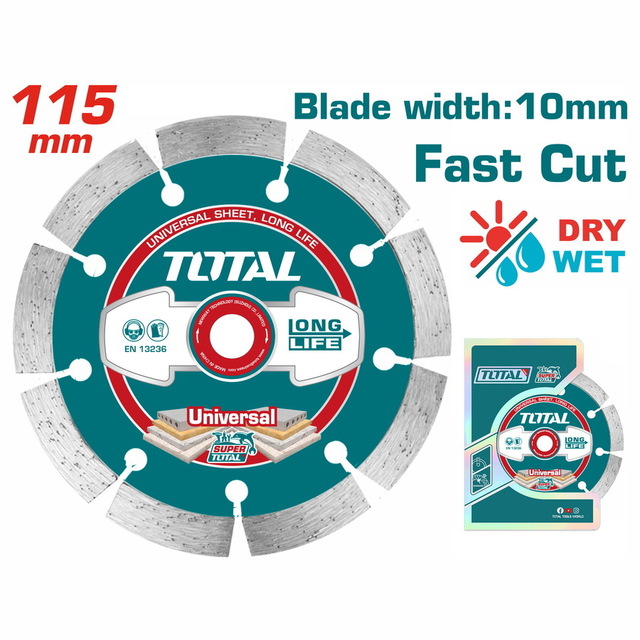 Đĩa cắt gạch khô phủ hợp kim Total, độ rộng hợp kim 7.5mm, kích thước 100mm - 230mm, phân phối chính hãng - Thinksafe
