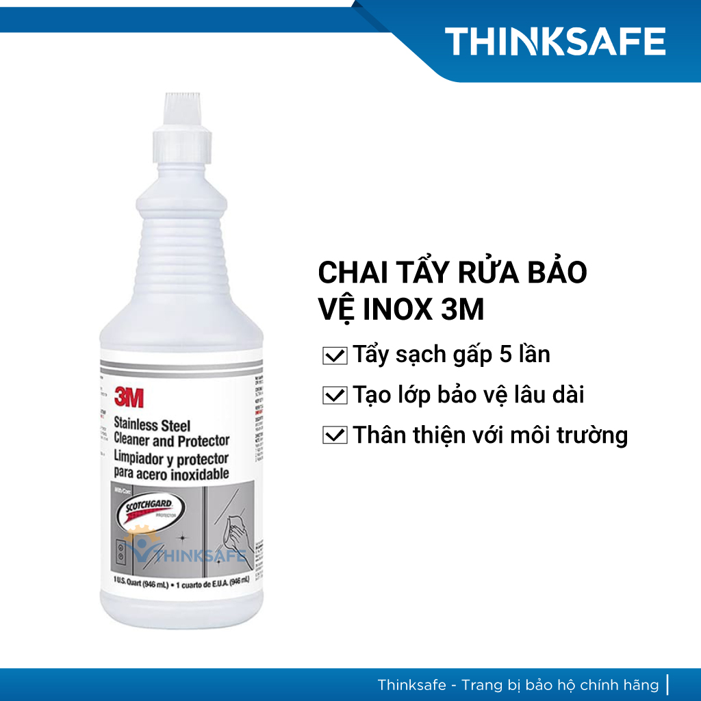 Chai hoá chất Tẩy Rửa Bảo Vệ Inox thép Không Gỉ 3M Stainless Steel Cleaner And Protector Scotchgard (Gốc Nước tem trắng)