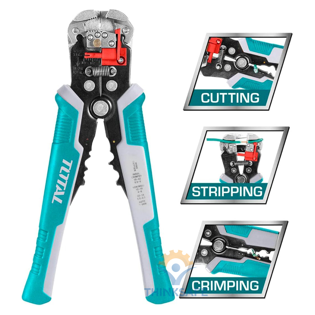 Kìm tuốt dây điện tự động Total THT15246 3 chức năng tuốt cắt uốn dây điện đồng nhôm, kìm điện đa năng - Thinksafe