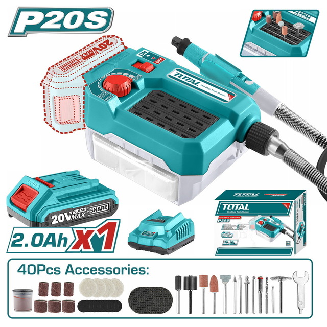 Máy mài khuôn dùng pin TOTAL 12V-20V, Tốc độ thay đổi, Kích thước mũi mài 3.2mm, phân phối chính hãng Thinksafe