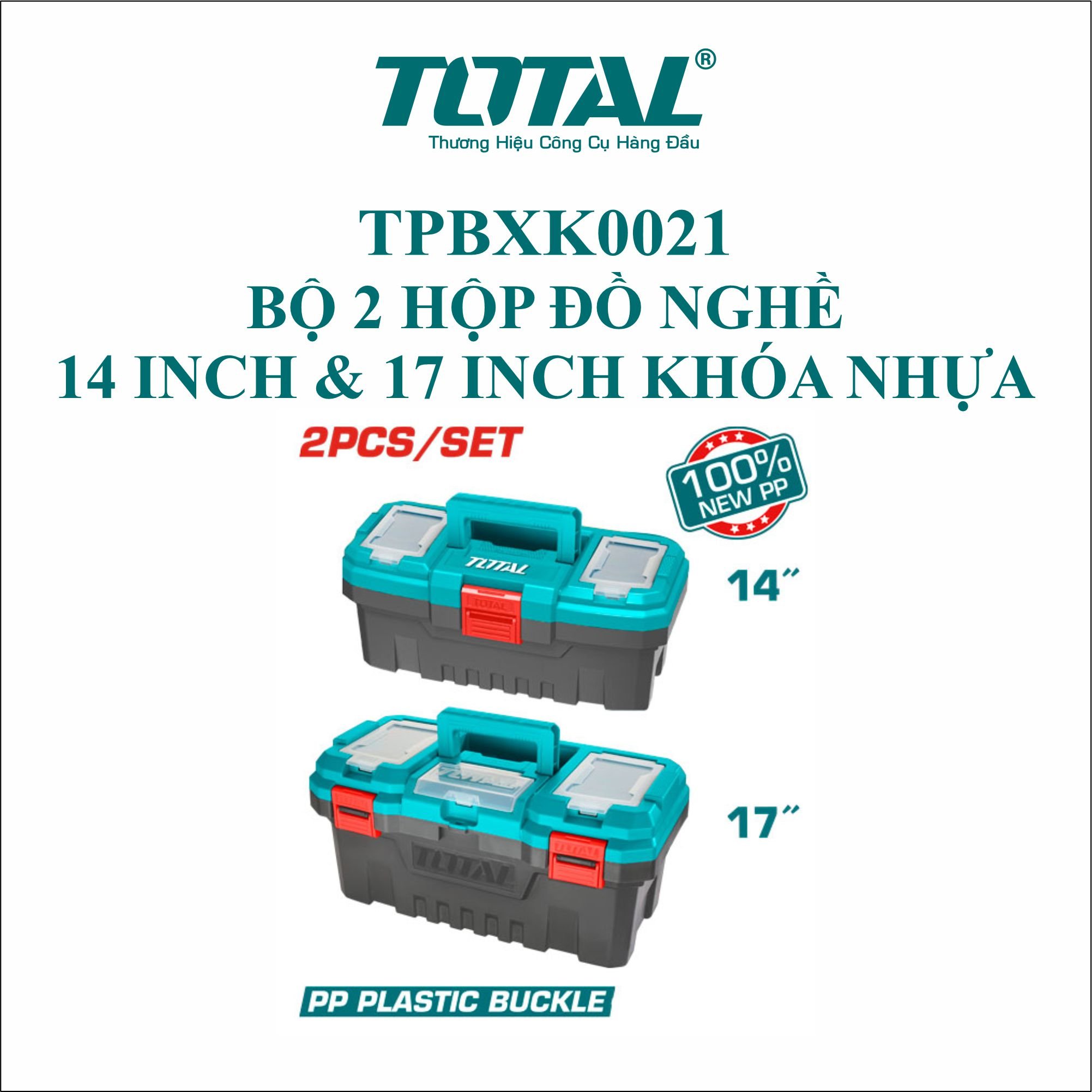Bộ 2 hộp nhựa đựng công cụ 14 inch & 17 inch khóa nhựa