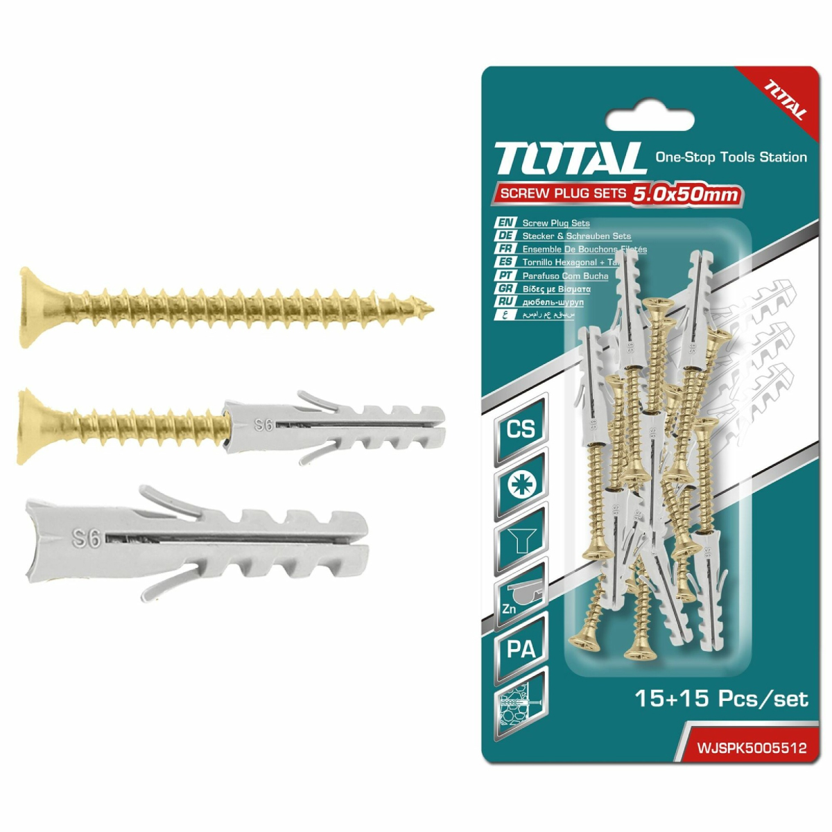 Bộ 10 tắc kê vít ST5.0x50mm TOTAL WJSPK5005512