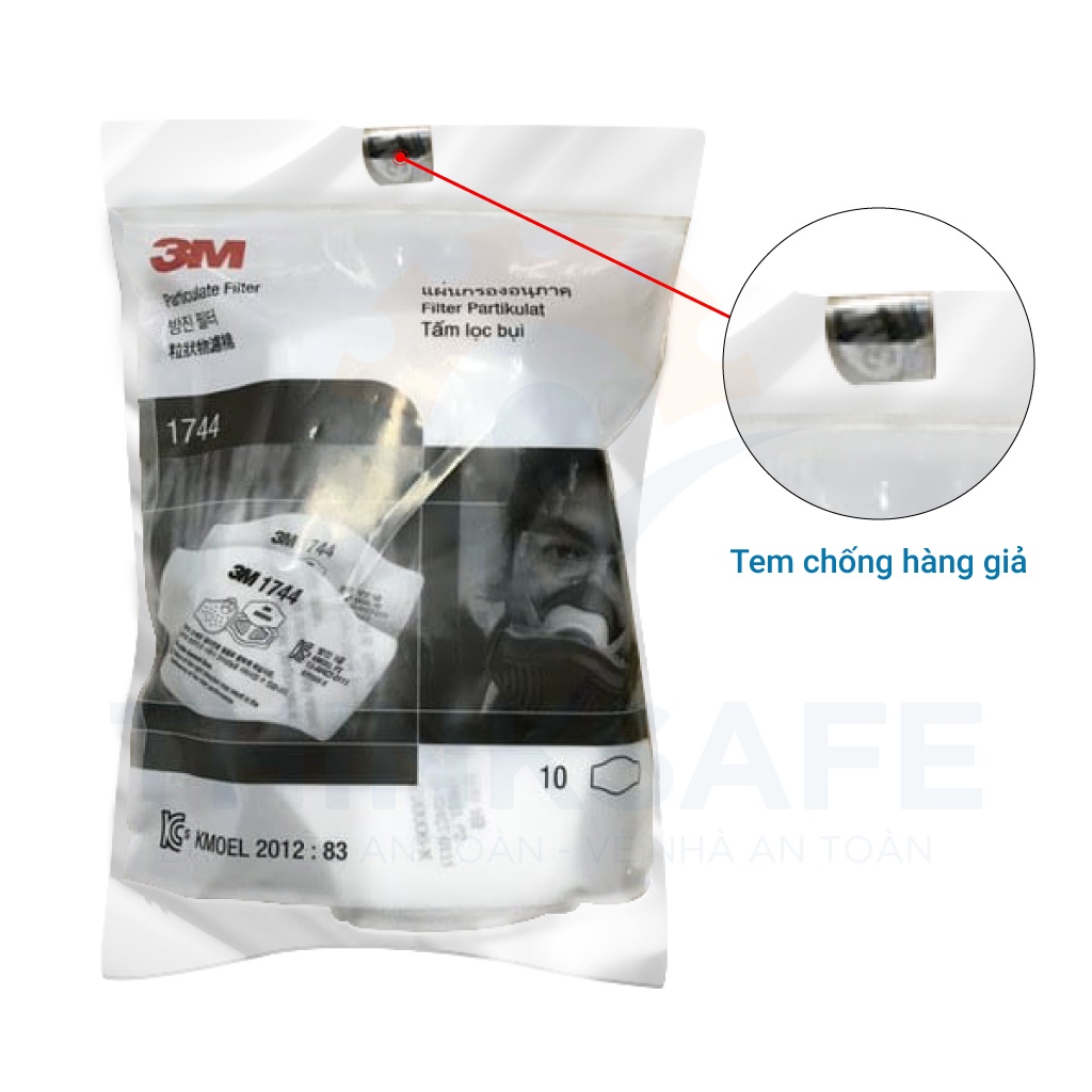 Tấm bông lọc bụi hóa chất 3M 1744 lọc bụi mịn, khói hàn hơi độc và phòng dịch, chính hãng 3M -