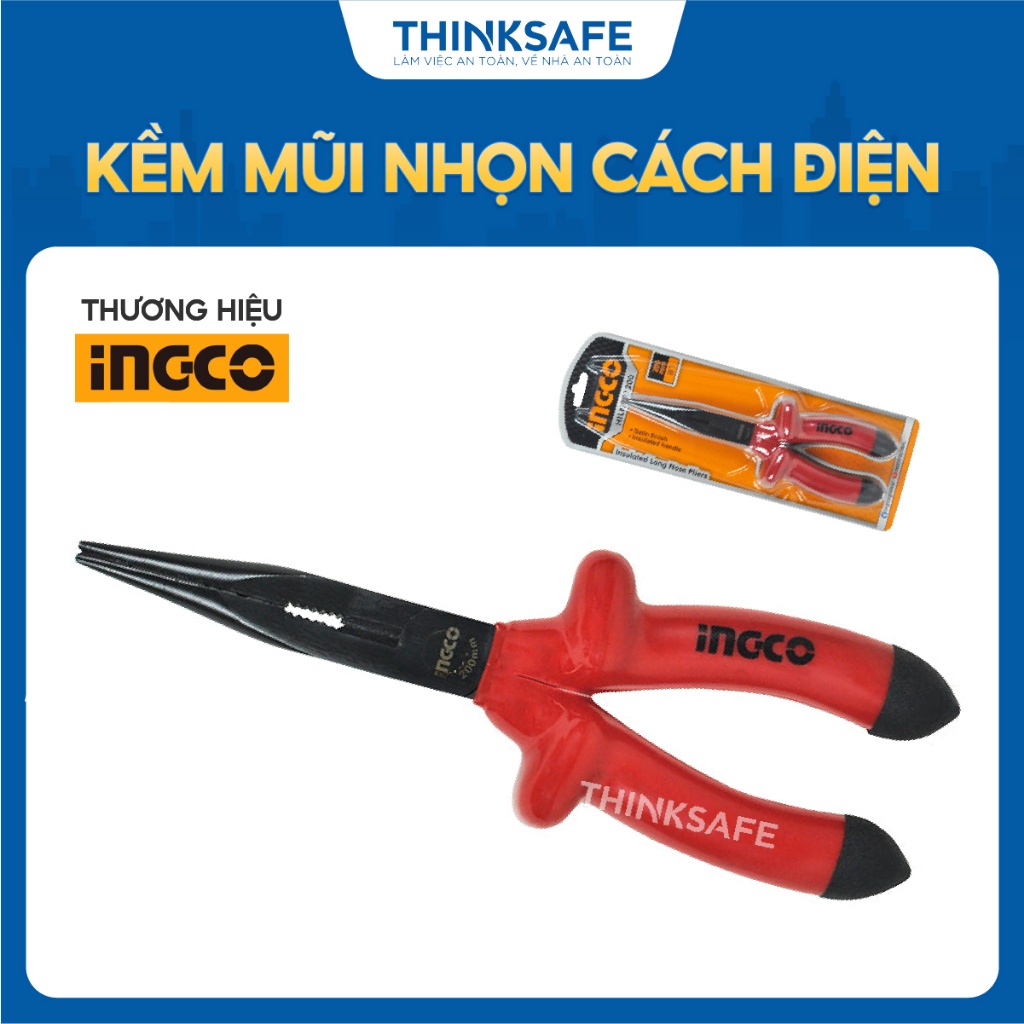 Kìm mũi nhọn mỏ dài cách điện INGCO HILNP01200 8