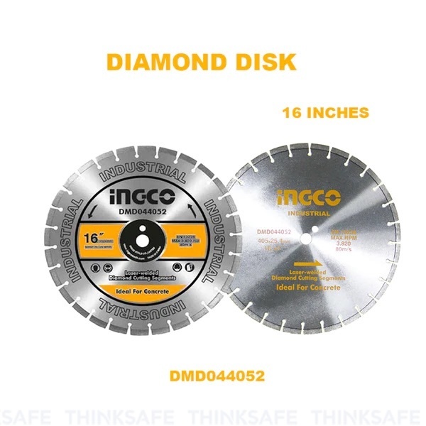 Đĩa cắt bê tông INGCO DMD044052 405mm, Độ rộng lưỡi 10mm, Hợp kim laser chuyên dùng để cắt bê tông - Thinksafe