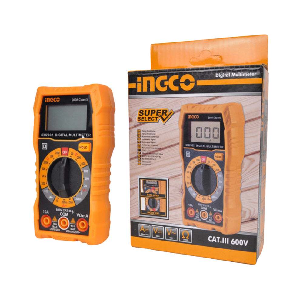 Đồng hồ đo điện vạn năng INGCO DM2002 LCD 2000 số đếm, DCV/ACV/DCA/Ω - Thinksafe