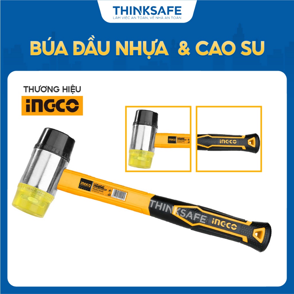 Búa đầu nhựa và cao su INGCO HRPH8140 - Đầu búa 40mm Thinksafe