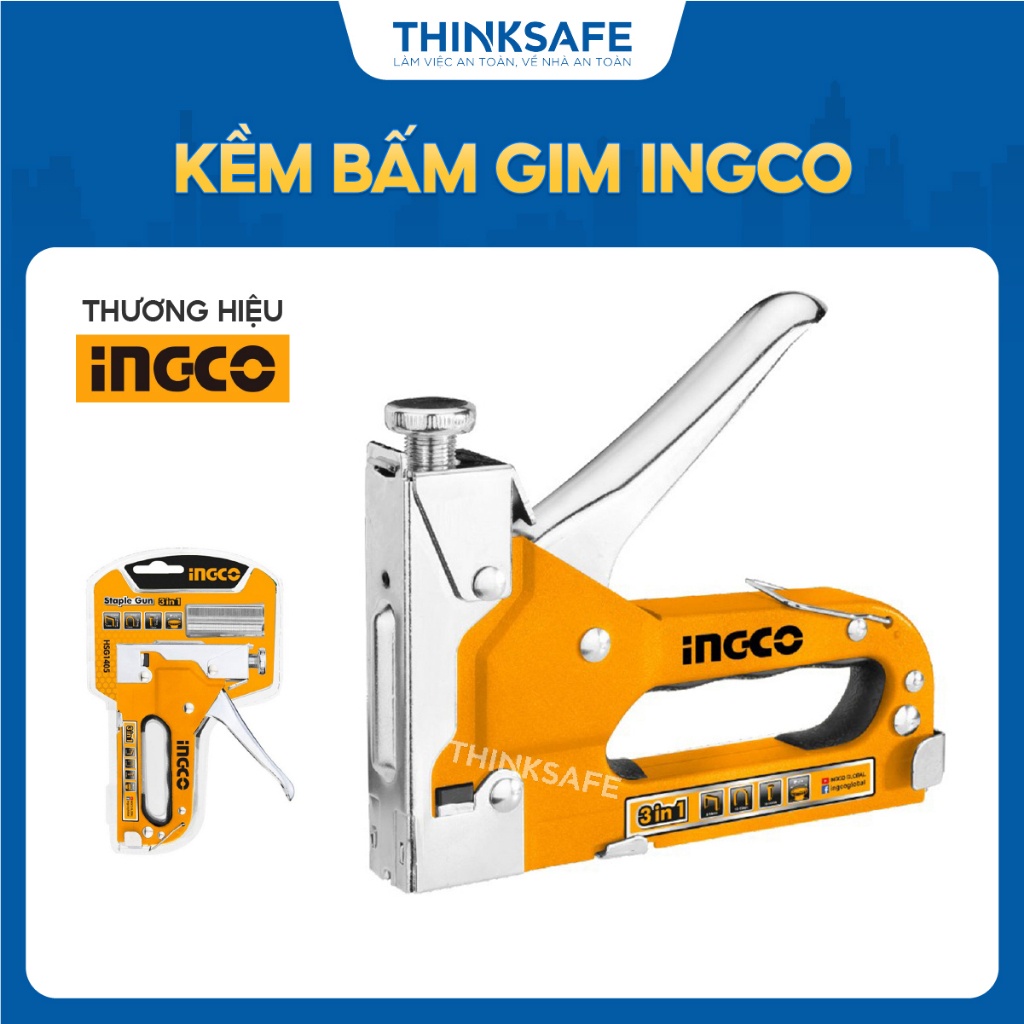 Dụng cụ bấm đinh ghim 3 trong 1 có thể điều chỉnh lực - INGCO HSG1405 Kềm bắn ghim, 3 loại ghim - Thinksafe