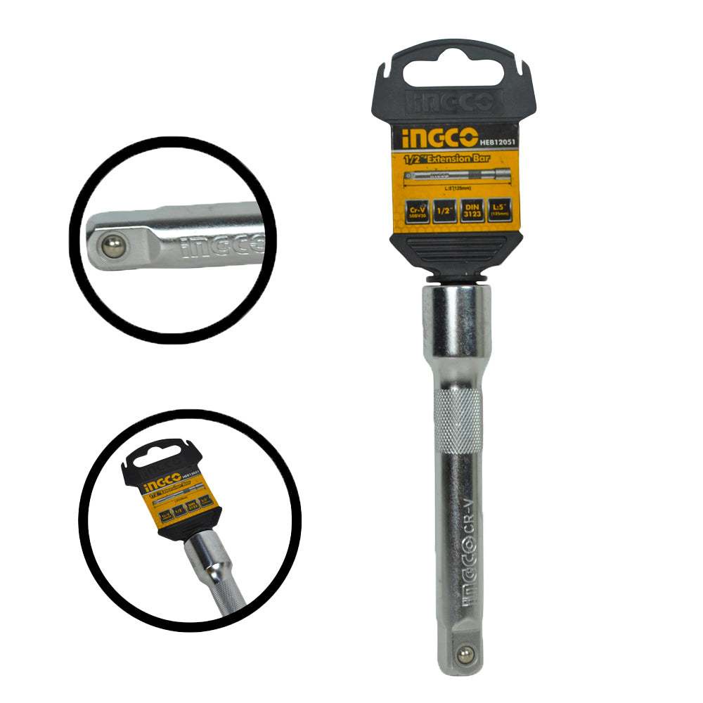 Thanh Mở 1/2 inch INGCO HEB12051 HEB12101, kích thước 127-354mm Chất Liệu 40Cr, Chịu Nhiệt, Đầu tuýp nối dài - Thinksafe