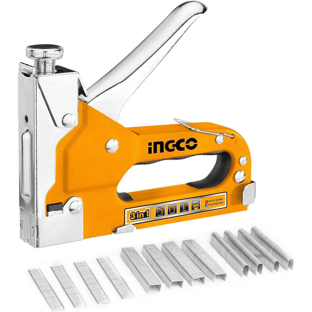 Dụng cụ bấm đinh ghim 3 trong 1 có thể điều chỉnh lực - INGCO HSG1405 Kềm bắn ghim, 3 loại ghim - Thinksafe