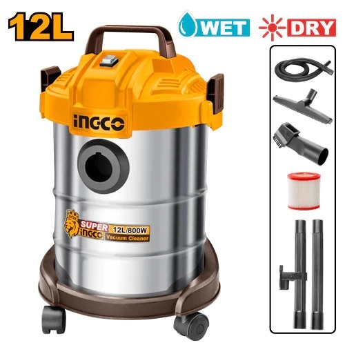 Máy hút bụi INGCO VC14122, công suất 800W, 12L, lưu lượng khí 1.7m3/phút Máy thổi bụi chính hãng- Thinksafe
