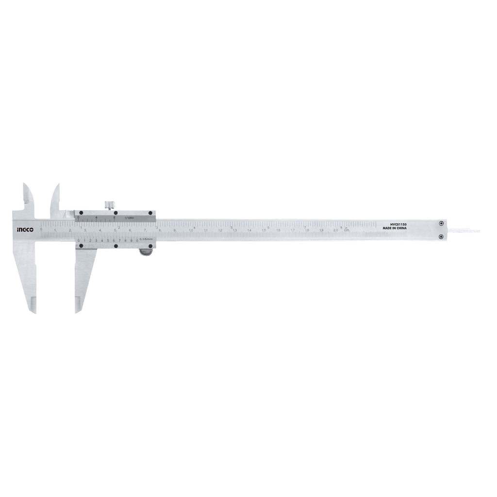 Thước kẹp INGCO 0-200mm, mức đọc 0.05mm, thép cacbon - Thinksafe