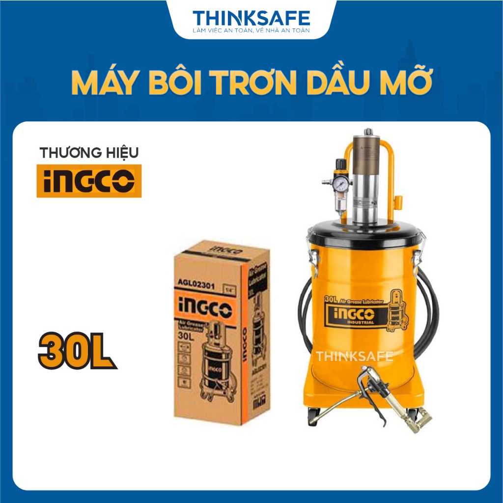 Máy bôi trơn dầu mỡ INGCO AGL02301 dung tích 30L, chiều dài ống mỡ 5m, áp suất tối đa 400bar, đường kính xi lanh 70mm
