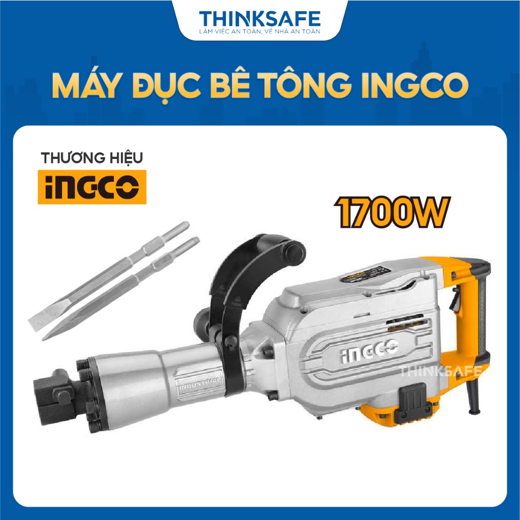 Máy đục bê tông INGCO PDB17008 công suất 1700W kèm 2 mũi đục 30mm tốc độ 1400bmp lực đập 50J Máy Khoan đục - Thinksafe