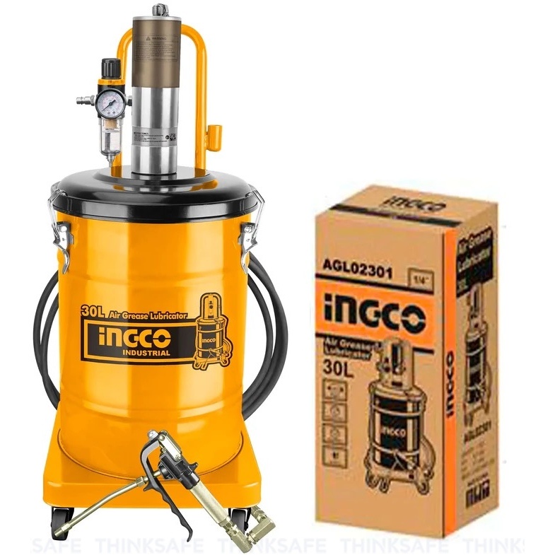 Máy bôi trơn dầu mỡ INGCO AGL02301 dung tích 30L, chiều dài ống mỡ 5m, áp suất tối đa 400bar, đường kính xi lanh 70mm