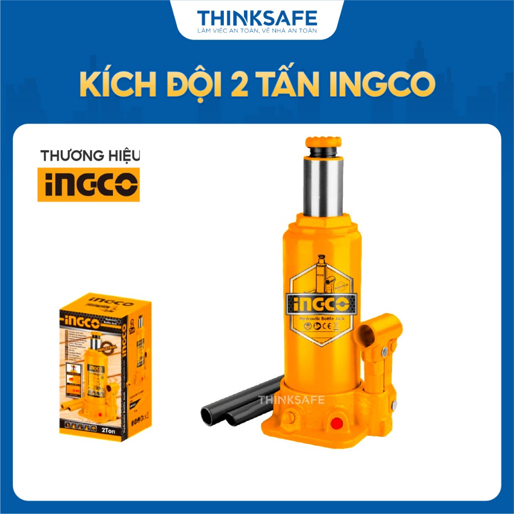Con đội thủy lực INGCO 12 tấn tới 50 tấn, có van an toàn, chiều cao tối thiểu 230mm Kích đội chính hãng - Thinksafe