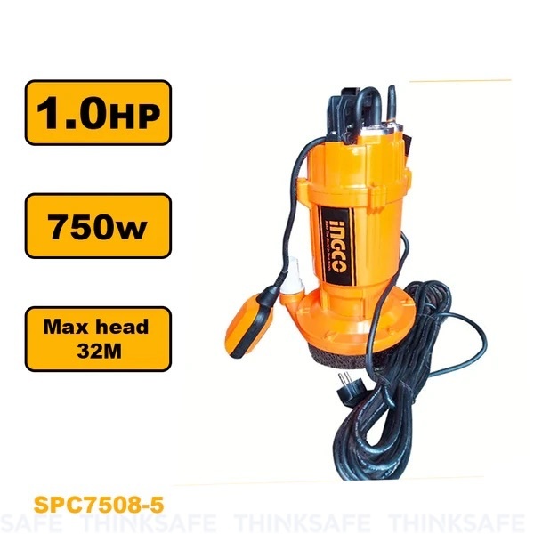 Máy bơm chìm nước sạch INGCO công suất 400W, 500W, 750W, mô tơ dây đồng, công tắc phao Máy bơm nước không gỉ - Thinksafe