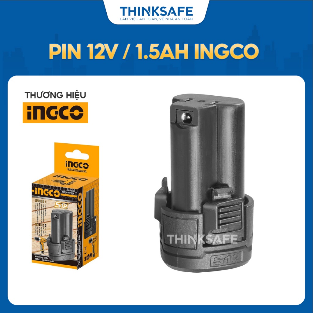 Pin 12V INGCO FBLI12152 7 Lithium-Ion 1.5Ah - Sử dụng cho toàn bộ dòng sản phẩm S12 - Thinksafe