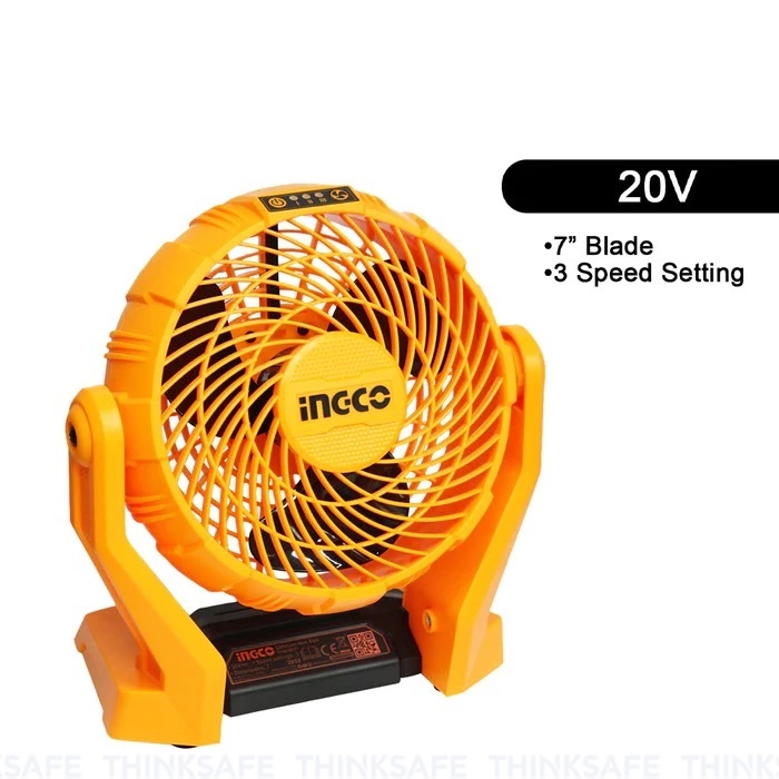 Quạt pin 20V INGCO CFALI2007, Điện áp 20V, Kích thước 7