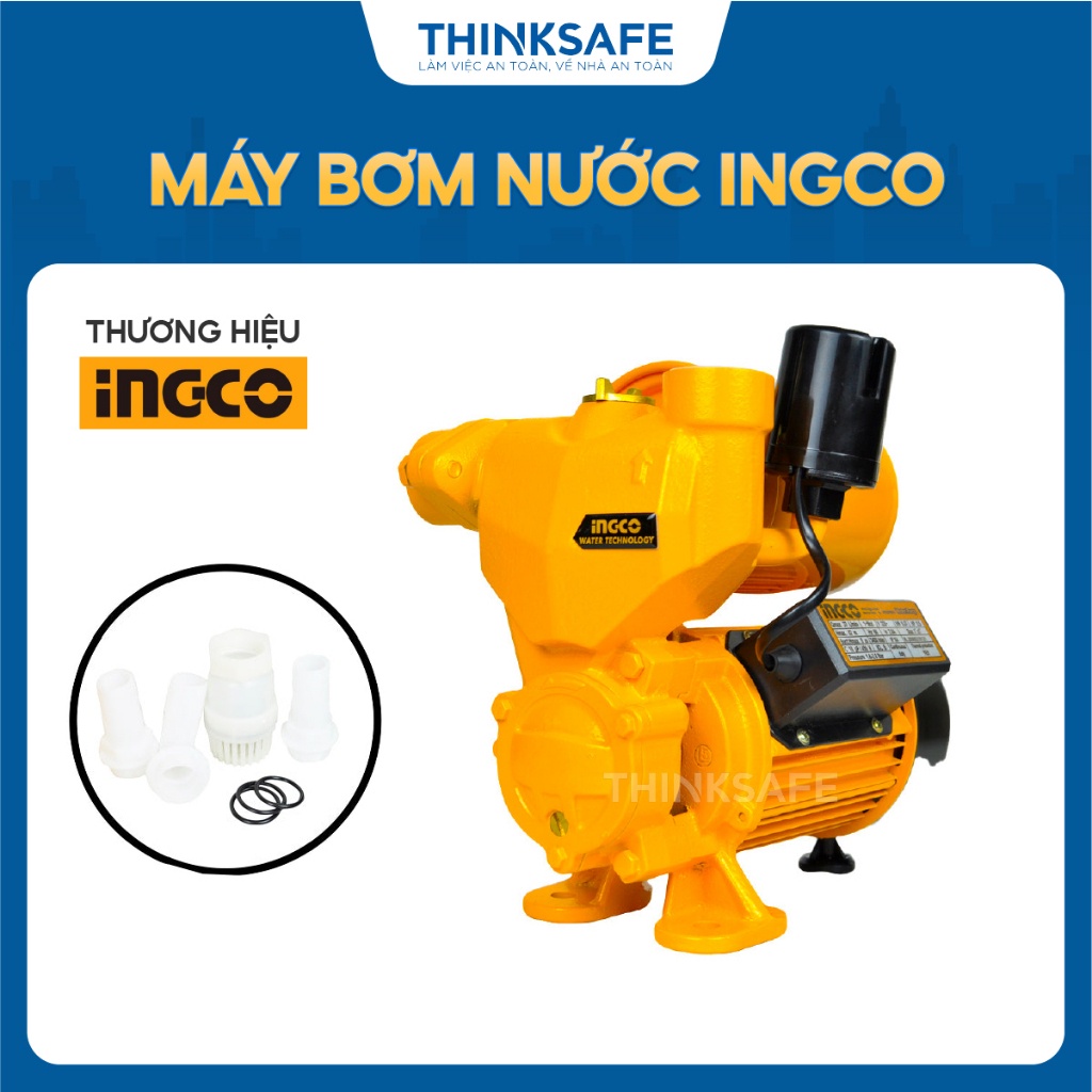 Máy bơm nước tự mồi INGCO Điện áp 220V, Công suất 370W - 750W, bơm tối đa 32m, hút sâu 8m, mô tơ dây đồng - Thinksafe