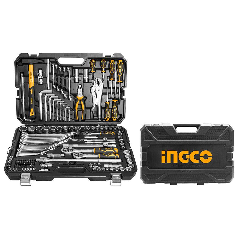 Bộ đồ nghề 142 món công cụ kết hợp INGCO HKTHP21421 bao gồm tay vặn, đầu tuýp 1/2 inch, 1/4 inch và 3/8 inch - Thinksafe
