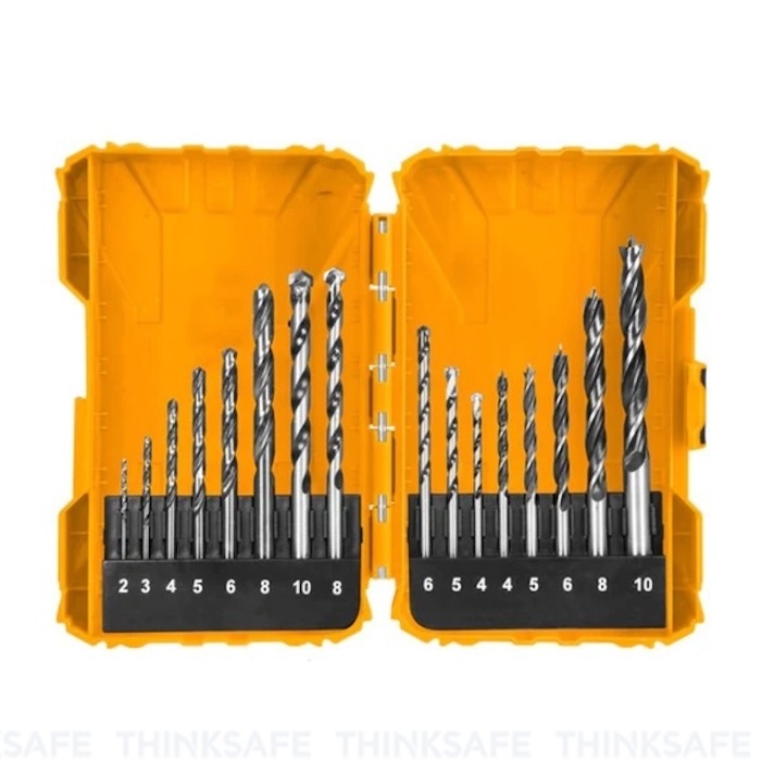 Bộ 16 mũi khoan kim loại, bê tông và gỗ INGCO AKDL11601, kích thước đa dạng, chất lượng cao - Thinksafe