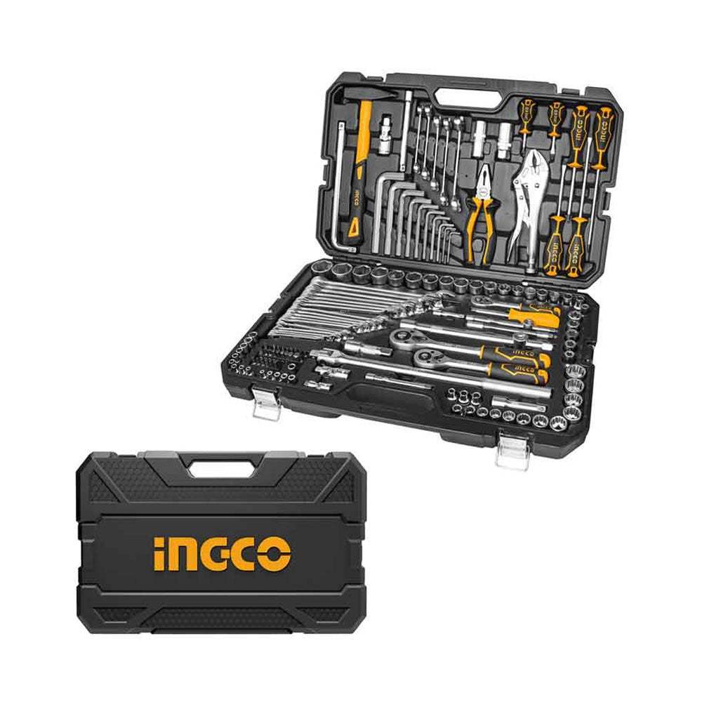 Bộ đồ nghề 142 món công cụ kết hợp INGCO HKTHP21421 bao gồm tay vặn, đầu tuýp 1/2 inch, 1/4 inch và 3/8 inch - Thinksafe