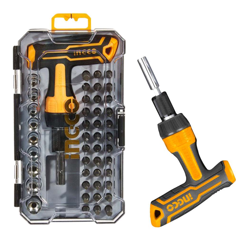 Bộ tua vít 47 chi tiết INGCO HKSDB0478 gồm 1 tay cầm chữ T, 1 đầu chuyển, 36 đầu vít và 9 đầu tuýp tiện lợi - Thinksafe
