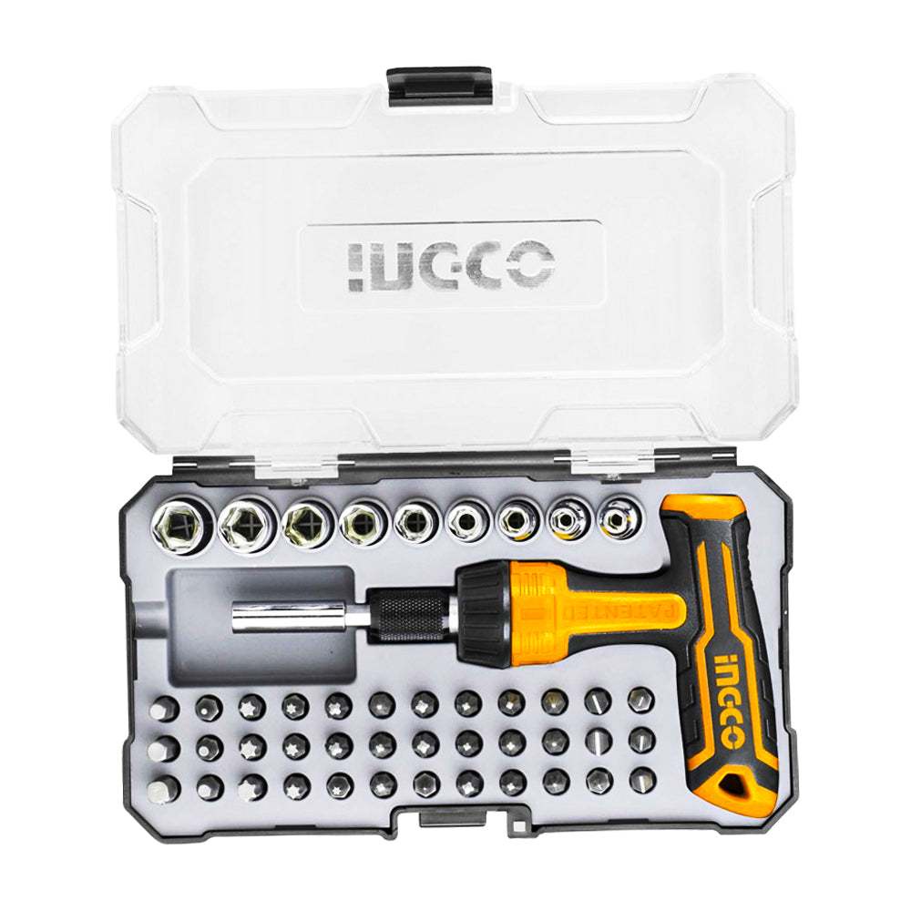 Bộ tua vít 47 chi tiết INGCO HKSDB0478 gồm 1 tay cầm chữ T, 1 đầu chuyển, 36 đầu vít và 9 đầu tuýp tiện lợi - Thinksafe