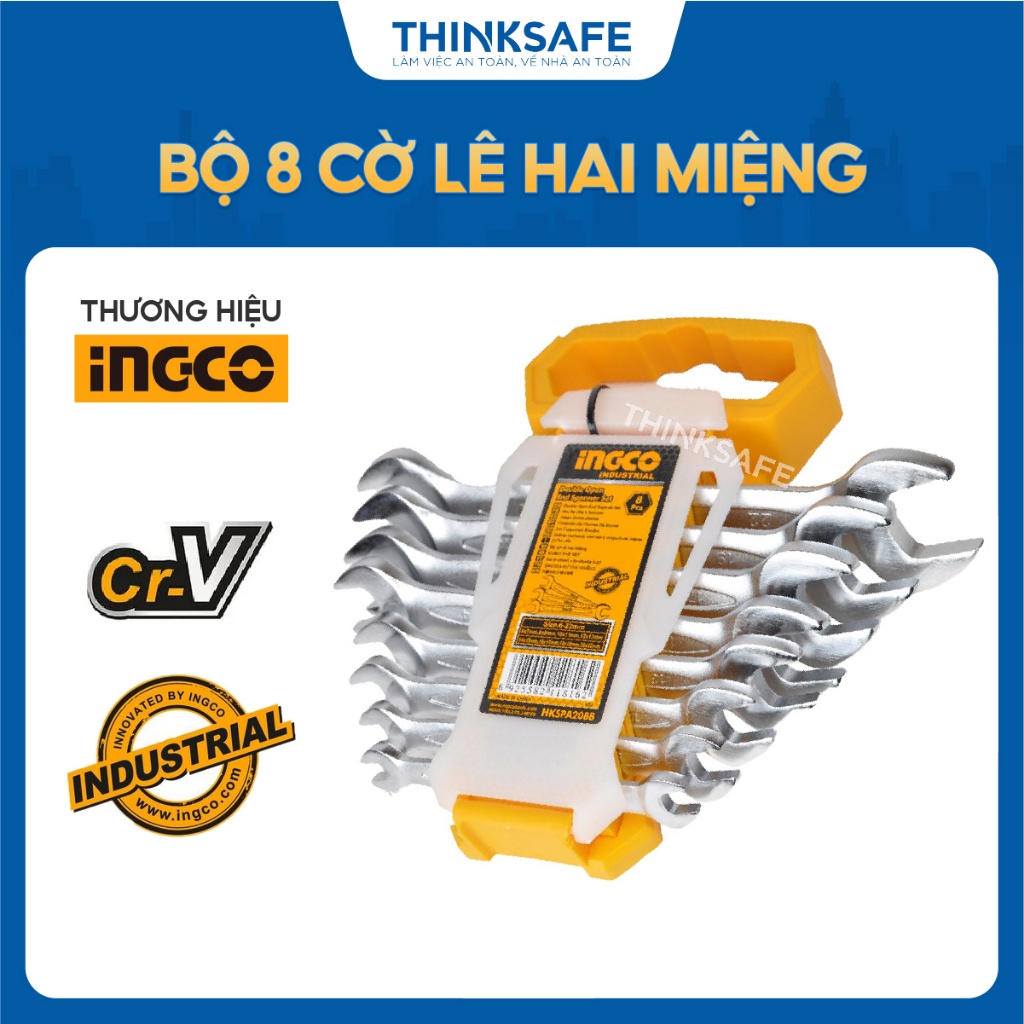 Bộ 8 cờ lê hai miệng 6-22mm INGCO HKSPA2088 Sơn bóng - Chất liệu hợp kim thép - Thinksafe