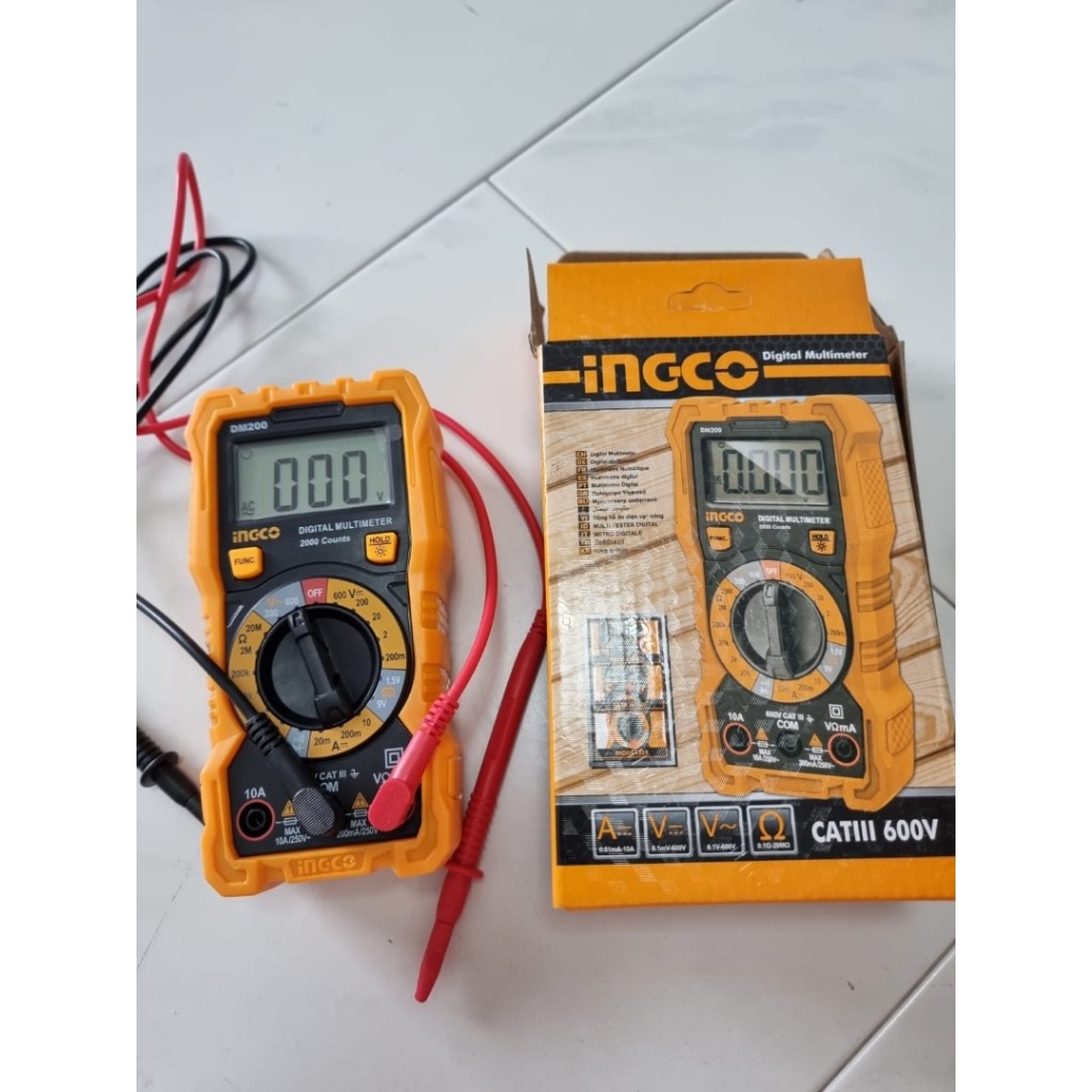 Đồng hồ đo điện vạn năng INGCO DM200, Màn hình LCD 1999 số đếm, Đèn nền - Thinksafe