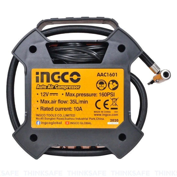 Kiểm tra áp suất lốp xe ô tô INGCO AAC1601, áp suất tối đa 160 PSI, dây nguồn 3M - Thinksafe
