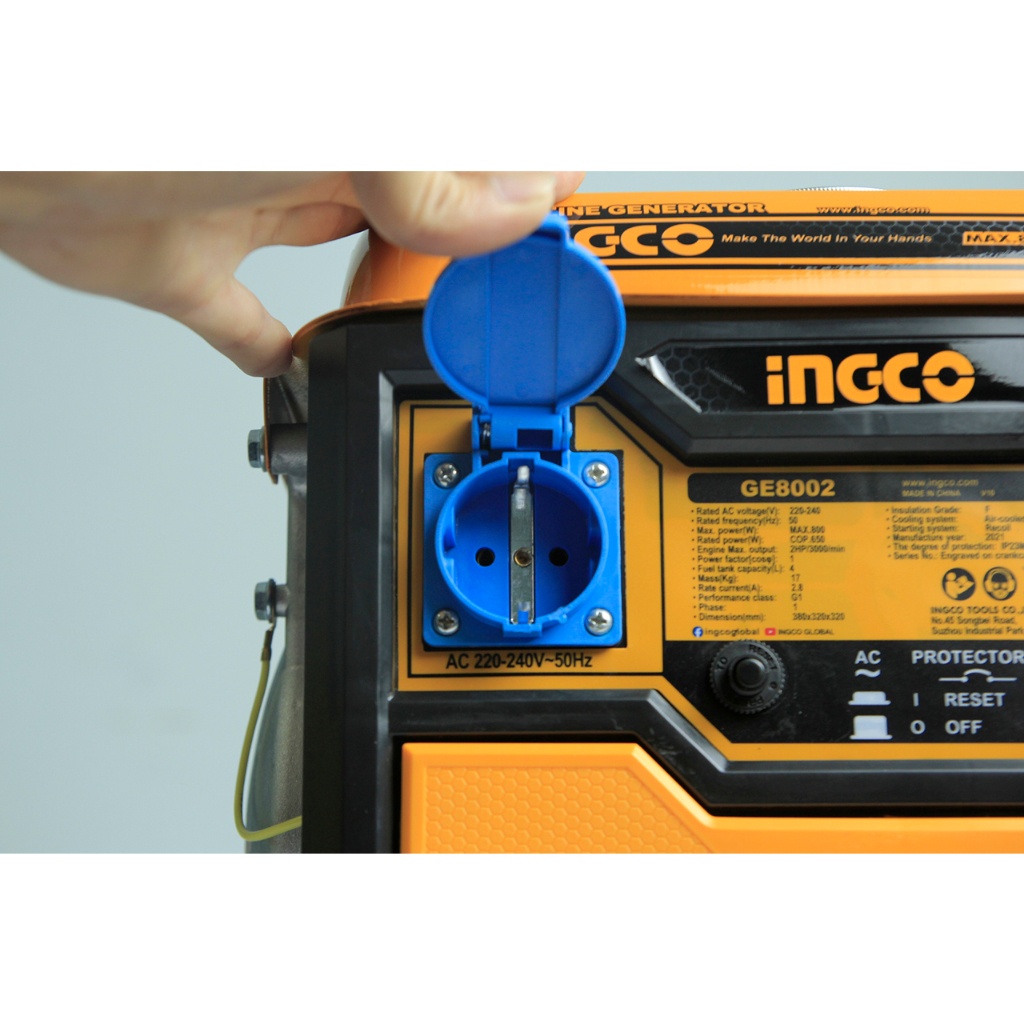 Máy phát điện xăng INGCO điện thế 220-240V, công suất cực đại 0.8W đến 7.5 KW, loại dây đồng và dây nhôm - Thinksafe
