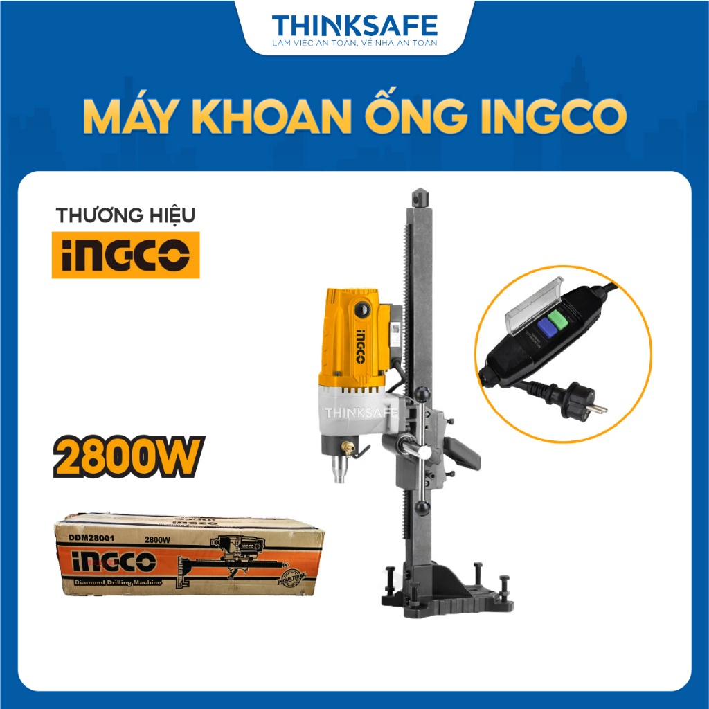 Máy khoan ống INGCO DDM28001 2800W, Lưỡi 355x25,4x3mm, Cắt bê tông, đá, gạch. Bánh xe tiện ích - Thinksafe
