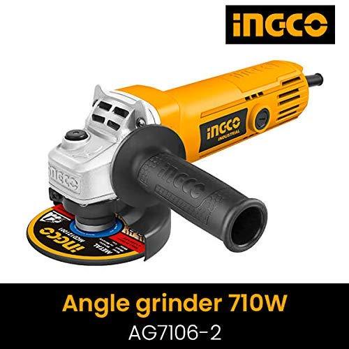 Máy mài góc INGCO AG7106-2  công suất 710W tốc độ không tải 2500rpm đĩa mài 100mm cốt mài M10, 1 tay cầm phụ - Thinksafe