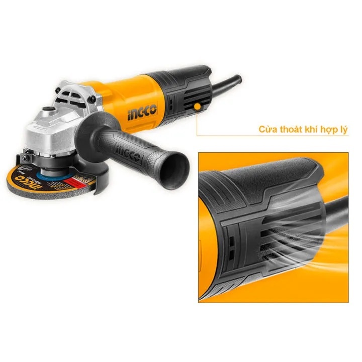 Máy mài góc INGCO AG7106-2  công suất 710W tốc độ không tải 2500rpm đĩa mài 100mm cốt mài M10, 1 tay cầm phụ - Thinksafe
